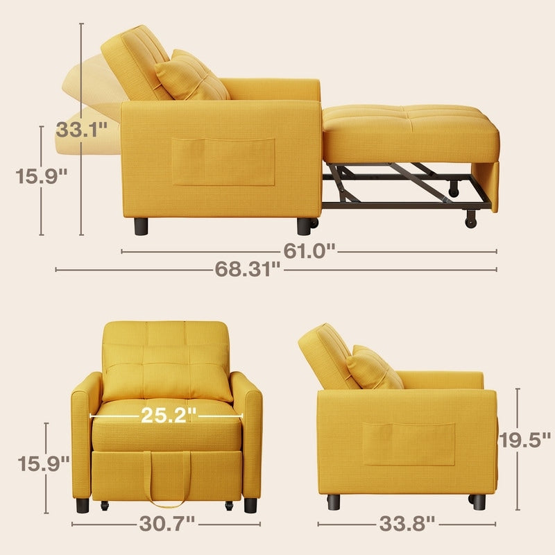 3-in-1 verstellbares Schlafsofa, Ausziehsessel-Sofa, wandelbares Klappbett für das Wohnzimmer