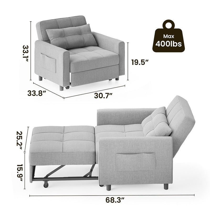 3-in-1 verstellbares Schlafsofa, Ausziehsessel-Sofa, wandelbares Klappbett für das Wohnzimmer