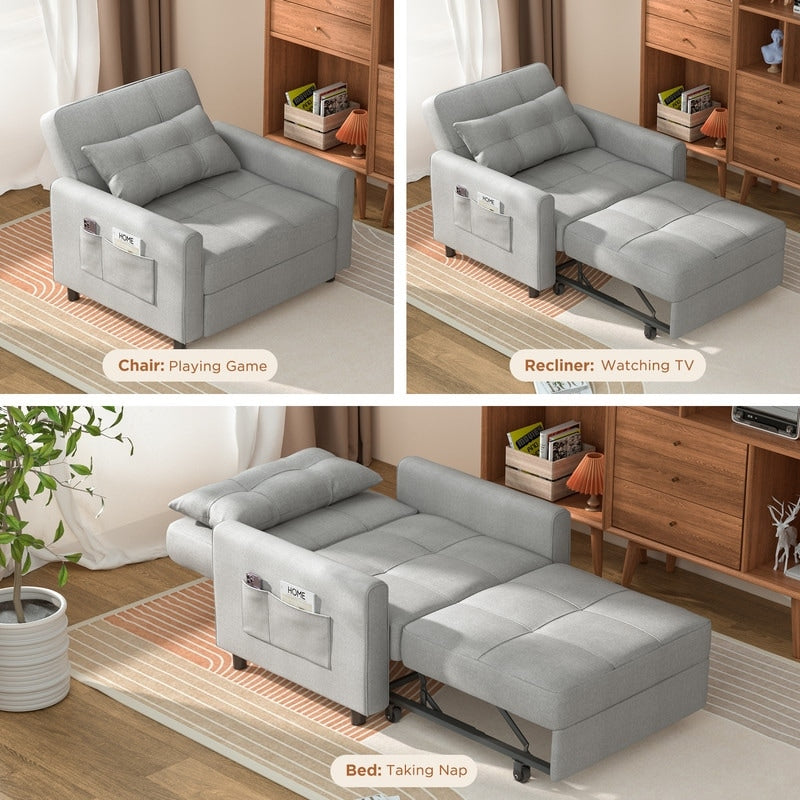 3-in-1 verstellbares Schlafsofa, Ausziehsessel-Sofa, wandelbares Klappbett für das Wohnzimmer