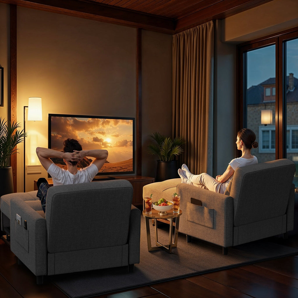 3-in-1-Schlafsofa, ausziehbarer Sessel, wandelbare, verstellbare, faltbare Polsterliege