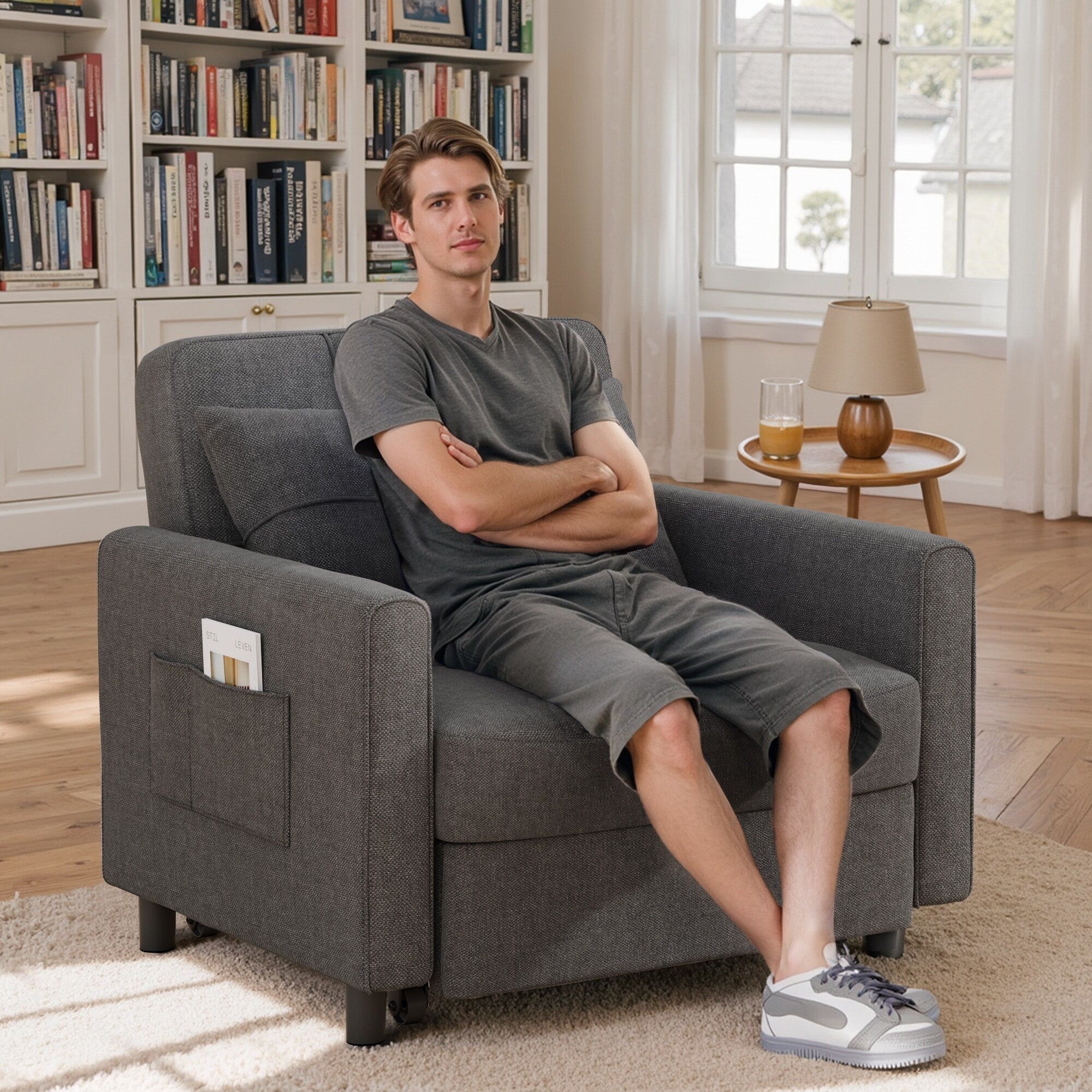 3-in-1-Schlafsofa, ausziehbarer Sessel, wandelbare, verstellbare, faltbare Polsterliege