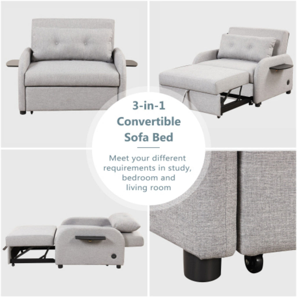3-in-1-Schlafsofa mit ausziehbarem Tisch und USB-Anschlüssen von Harper&amp;Bright Designs
