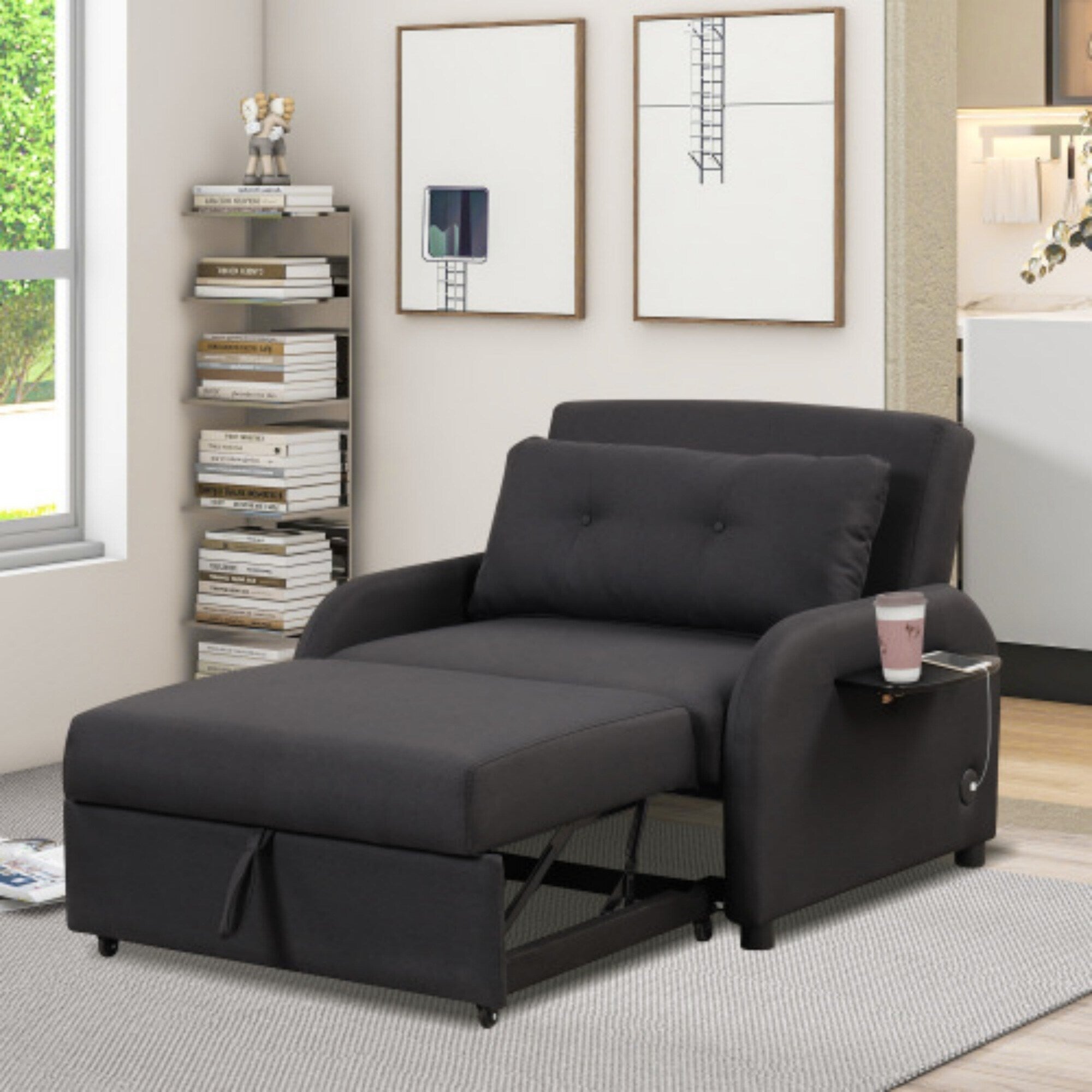 3-in-1-Schlafsofa mit ausziehbarem Tisch und USB-Anschlüssen von Harper&amp;Bright Designs