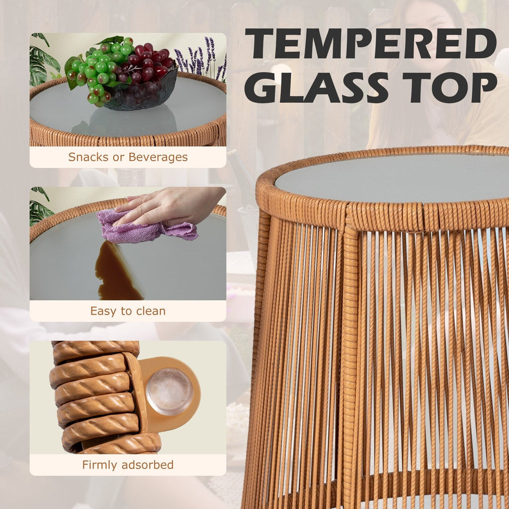 3-teiliges Bistro-Set aus Rattan für den Außenbereich, wetterfeste Rattanmöbel, Terrassenstühle mit Kissen