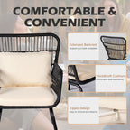 3-teiliges Bistro-Set aus Rattan für den Außenbereich, wetterfeste Rattanmöbel, Terrassenstühle mit Kissen