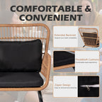 3-teiliges Bistro-Set aus Rattan für den Außenbereich, wetterfeste Rattanmöbel, Terrassenstühle mit Kissen