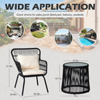 3-teiliges Bistro-Set aus Rattan für den Außenbereich, wetterfeste Rattanmöbel, Terrassenstühle mit Kissen