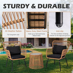 3-teiliges Bistro-Set aus Rattan für den Außenbereich, wetterfeste Rattanmöbel, Terrassenstühle mit Kissen