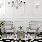 3-teiliges Bistro-Set aus Rattan für den Außenbereich, wetterfeste Rattanmöbel, Terrassenstühle mit Kissen