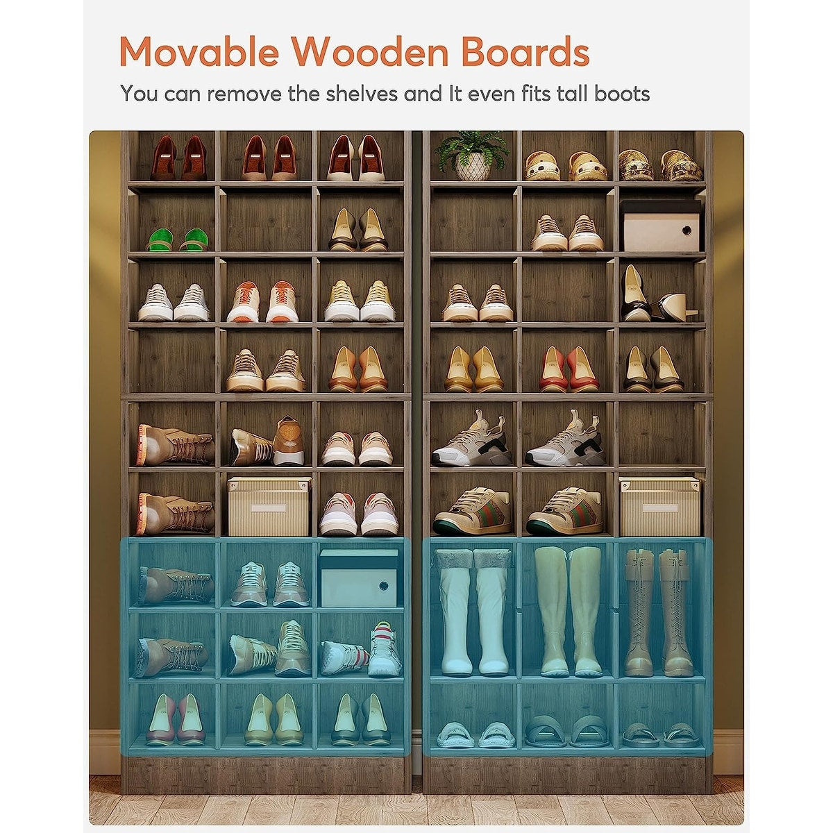 Hoher Schuhschrank für 30 Paar Schuhe, 10-stöckiges weißes Schuhregal aus Holz für Kleiderschrank und Eingangsbereich – 10-stöckig