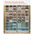 Hoher Schuhschrank für 30 Paar Schuhe, 10-stöckiges weißes Schuhregal aus Holz für Kleiderschrank und Eingangsbereich – 10-stöckig