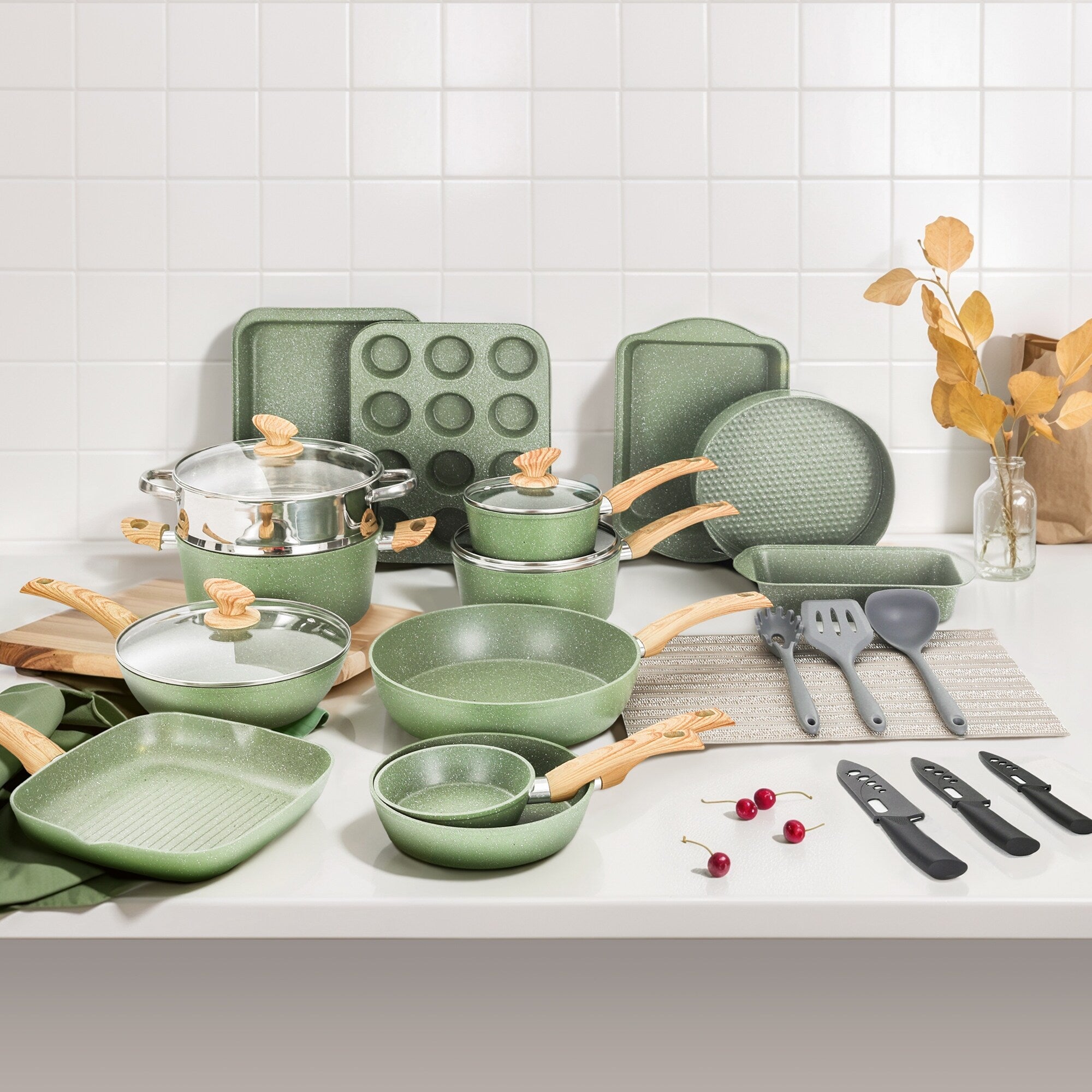 30-teiliges Küchen-Granit-Kochgeschirr- und Backgeschirr-Set, Kochpfannen-Set, Antihaft-Töpfe und -Pfannen-Set