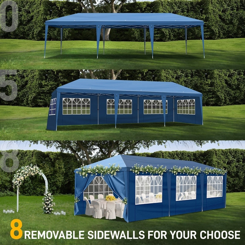 30x10FT Pop-up Oxford-Gewebe mit 8 Sandsäcken und 8 Seitenwänden mit Schleppersack-Überdachung - 30x10x8,8FT(BDH)