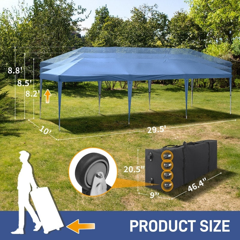 30x10FT Pop-up Oxford-Gewebe mit 8 Sandsäcken und 8 Seitenwänden mit Schleppersack-Überdachung - 30x10x8,8FT(BDH)