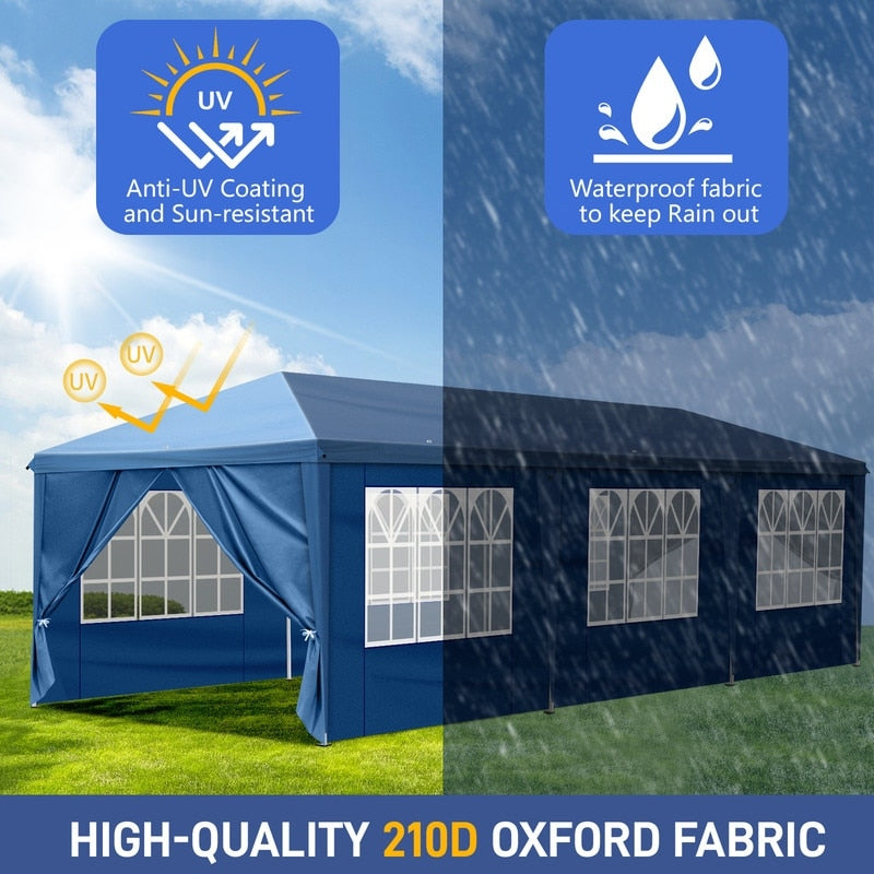 30x10FT Pop-up Oxford-Gewebe mit 8 Sandsäcken und 8 Seitenwänden mit Schleppersack-Überdachung - 30x10x8,8FT(BDH)