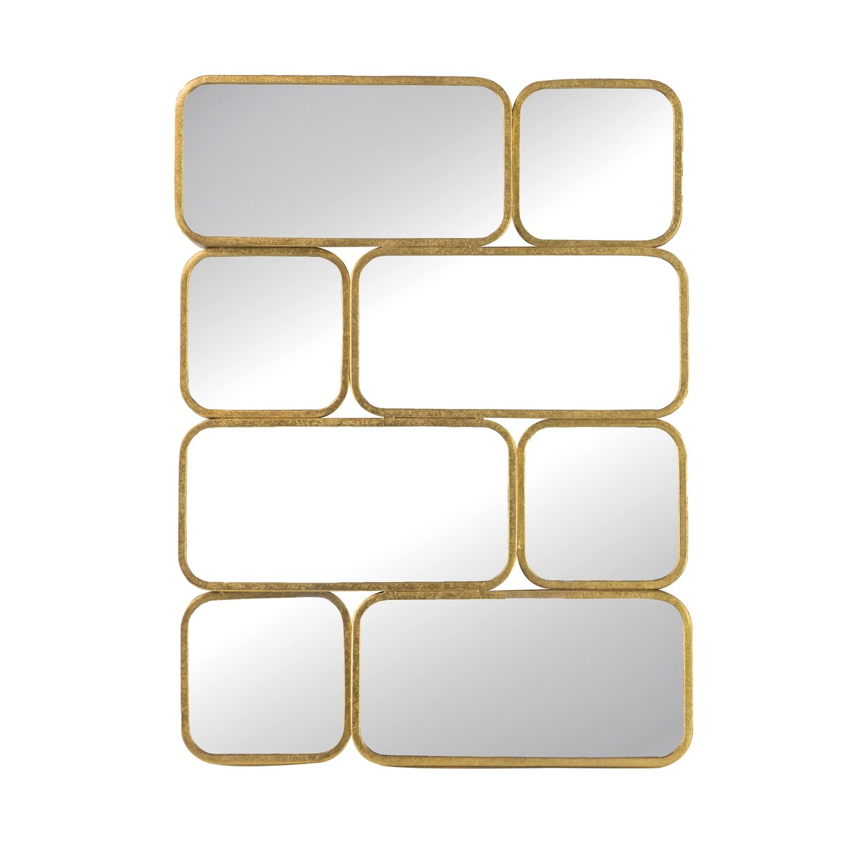 32 Zoll (81 cm) großer, luxuriöser Wandspiegel mit 8 goldfarbenen, gebogenen Metallrahmen