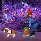 34 Rudolph 3D LED-Gartenfigur mit Beleuchtung, stehend, Yukon und Hund