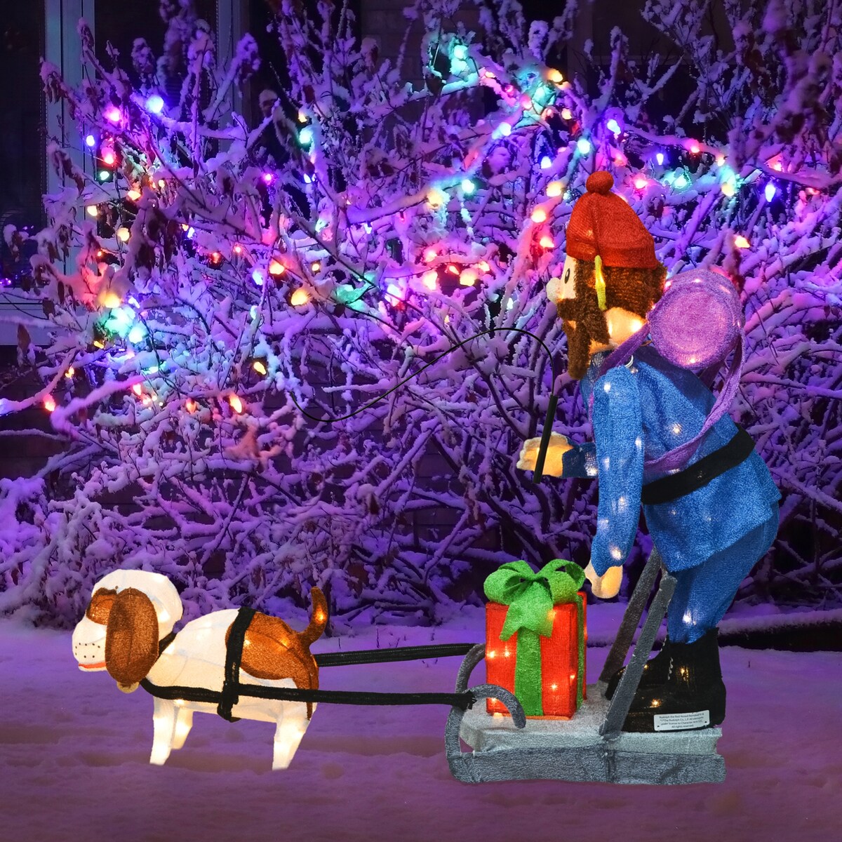 34 Rudolph 3D LED-Gartenfigur mit Beleuchtung, stehend, Yukon und Hund