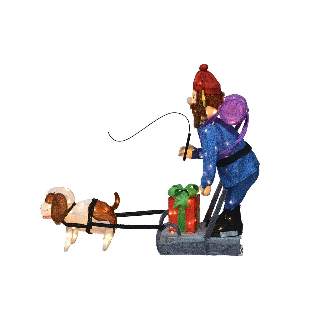 34 Rudolph 3D LED-Gartenfigur mit Beleuchtung, stehend, Yukon und Hund