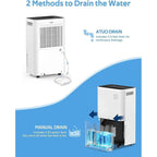 Luftentfeuchter für 3500 Quadratfuß (ca. 325 m²) große Räume wie Keller, Wohnräume, große Zimmer und Schlafzimmer sowie Garagen – geräuscharm