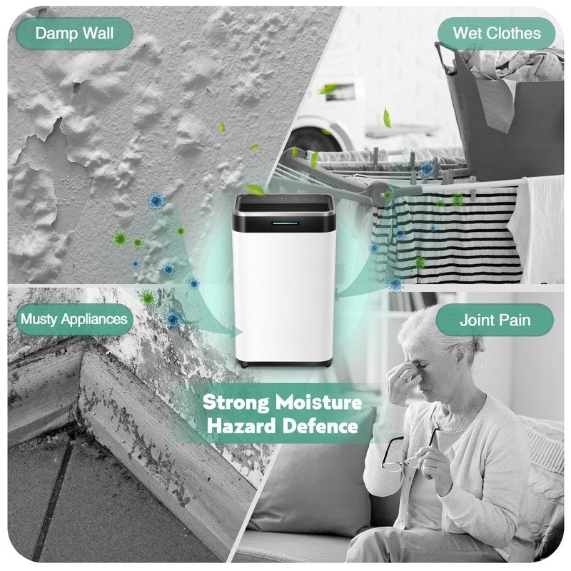 Luftentfeuchter für 3500 Quadratfuß (ca. 325 m²) große Räume wie Keller, Wohnräume, große Zimmer und Schlafzimmer sowie Garagen – geräuscharm