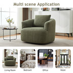 360°-Drehsessel, 38,2 cm breiter Bouclé-Akzentsessel mit Zierkissen, gepolsterter Sessel in Fassform mit geschwungenen Armlehnen