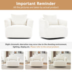 360°-Drehsessel, 38,2 cm breiter Bouclé-Akzentsessel mit Zierkissen, gepolsterter Sessel in Fassform mit geschwungenen Armlehnen