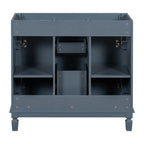 Moderner 36-Zoll-Waschtisch mit Aufsatzwaschbecken und Spiegelschrank, 2 Türen und 2 Schubladen