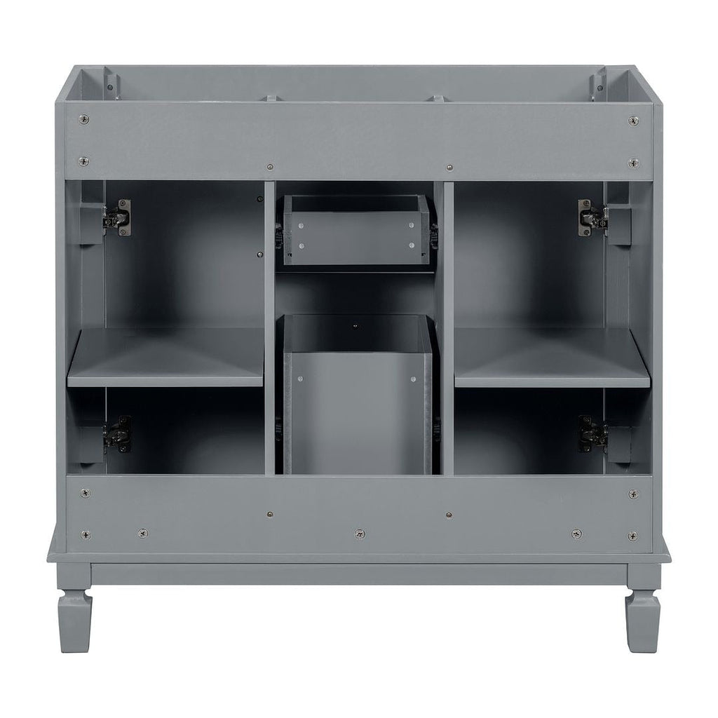 Moderner 36-Zoll-Waschtisch mit Aufsatzwaschbecken und Spiegelschrank, 2 Türen und 2 Schubladen