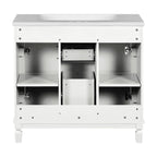 Moderner 36-Zoll-Waschtisch mit Aufsatzwaschbecken und Spiegelschrank, 2 Türen und 2 Schubladen