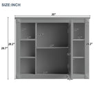 Moderner 36-Zoll-Waschtisch mit Aufsatzwaschbecken und Spiegelschrank, 2 Türen und 2 Schubladen