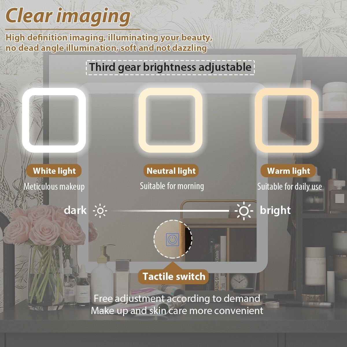 39,4 Zoll breites Schminktisch-Set mit Hocker und Spiegel