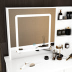 39,4 Zoll breites Schminktisch-Set mit Hocker und Spiegel