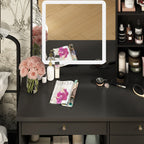 39,4 Zoll breites Schminktisch-Set mit Hocker und Spiegel