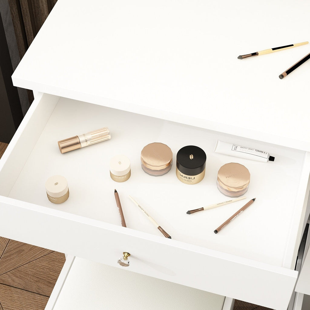 39,4 Zoll breites Schminktisch-Set mit Hocker und Spiegel