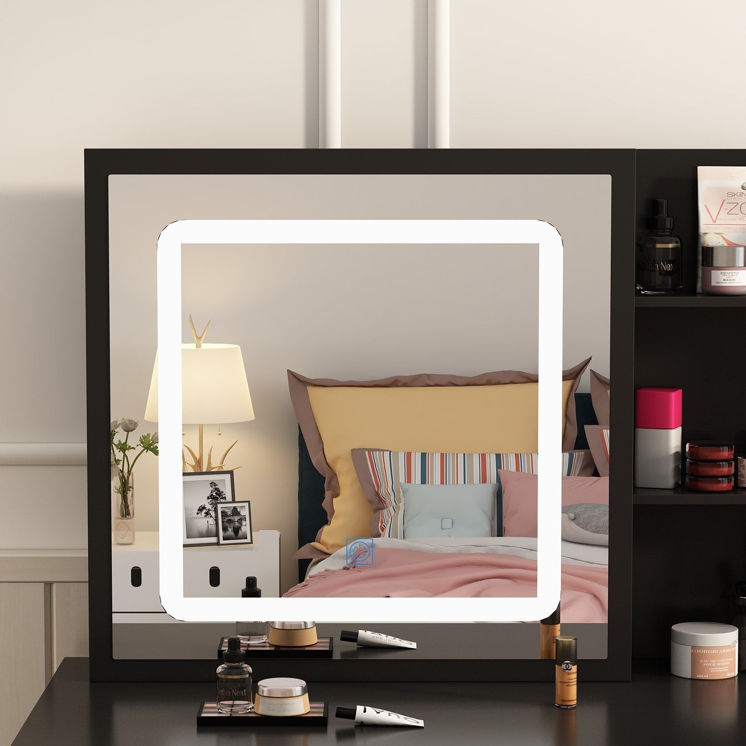 39,4 Zoll breites Schminktisch-Set mit Hocker und Spiegel