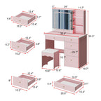 39,4 Zoll breites Schminktisch-Set mit Hocker und Spiegel