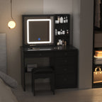 39,4 Zoll breites Schminktisch-Set mit Hocker und Spiegel