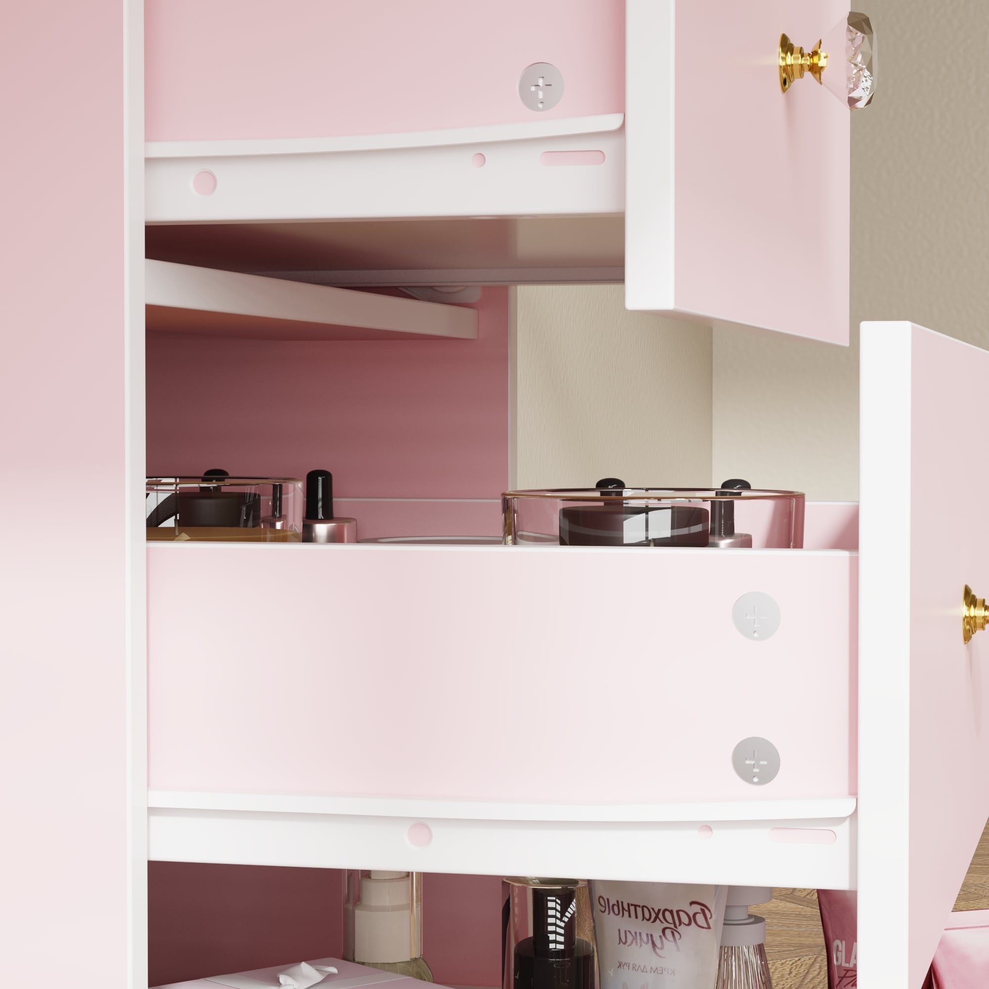 39,4 Zoll breites Schminktisch-Set mit Hocker und Spiegel