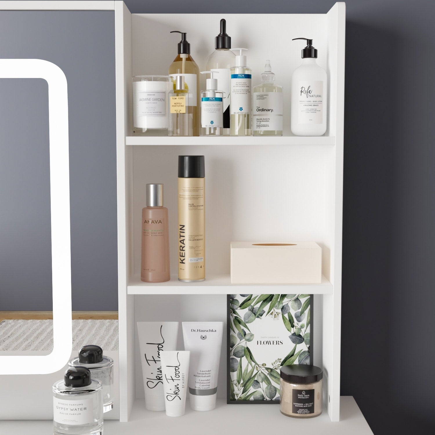 39,4 Zoll breites Schminktisch-Set mit Hocker und Spiegel