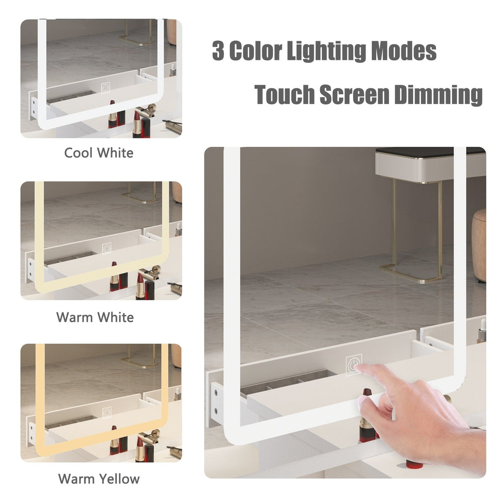 39,4 Zoll breites Schminktisch-Set mit Hocker und Spiegel