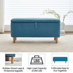 39,5 cm große, cremeweiße Bouclé-Aufbewahrungsbank mit Sherpa-Fleece, auch als Fußstütze oder Betthocker geeignet, für Wohnzimmer und Schlafzimmer, mit Holzbeinen