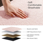 39,5 cm große, cremeweiße Bouclé-Aufbewahrungsbank mit Sherpa-Fleece, auch als Fußstütze oder Betthocker geeignet, für Wohnzimmer und Schlafzimmer, mit Holzbeinen