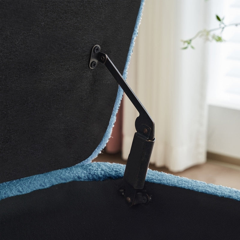 39,5 cm große, cremeweiße Bouclé-Aufbewahrungsbank mit Sherpa-Fleece, auch als Fußstütze oder Betthocker geeignet, für Wohnzimmer und Schlafzimmer, mit Holzbeinen