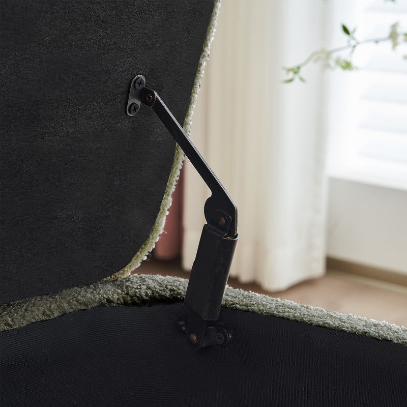 39,5 cm große, cremeweiße Bouclé-Aufbewahrungsbank mit Sherpa-Fleece, auch als Fußstütze oder Betthocker geeignet, für Wohnzimmer und Schlafzimmer, mit Holzbeinen