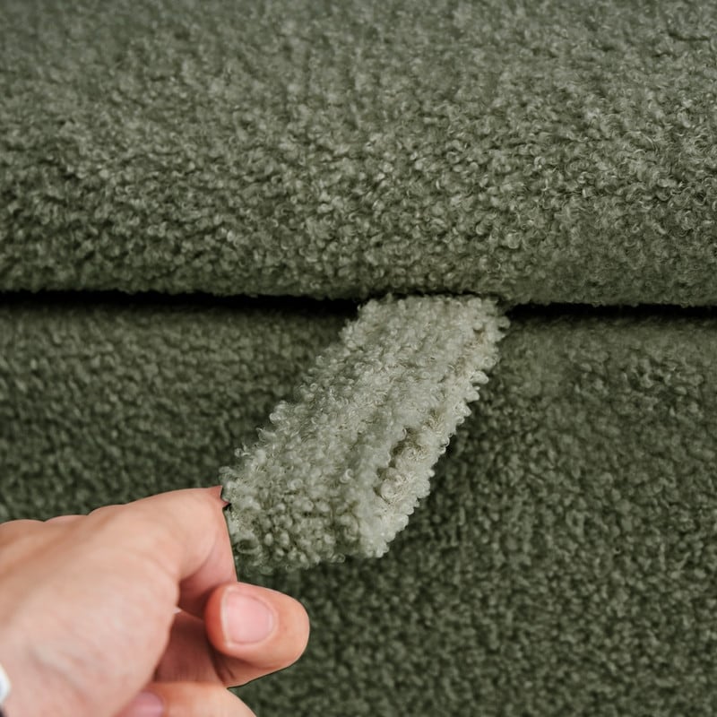 39,5 cm große, cremeweiße Bouclé-Aufbewahrungsbank mit Sherpa-Fleece, auch als Fußstütze oder Betthocker geeignet, für Wohnzimmer und Schlafzimmer, mit Holzbeinen