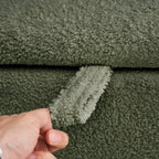 39,5 cm große, cremeweiße Bouclé-Aufbewahrungsbank mit Sherpa-Fleece, auch als Fußstütze oder Betthocker geeignet, für Wohnzimmer und Schlafzimmer, mit Holzbeinen