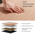 39,5 cm große, cremeweiße Bouclé-Aufbewahrungsbank mit Sherpa-Fleece, auch als Fußstütze oder Betthocker geeignet, für Wohnzimmer und Schlafzimmer, mit Holzbeinen