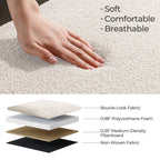 39,5 cm große, cremeweiße Bouclé-Aufbewahrungsbank mit Sherpa-Fleece, auch als Fußstütze oder Betthocker geeignet, für Wohnzimmer und Schlafzimmer, mit Holzbeinen