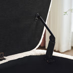 39,5 cm große, cremeweiße Bouclé-Aufbewahrungsbank mit Sherpa-Fleece, auch als Fußstütze oder Betthocker geeignet, für Wohnzimmer und Schlafzimmer, mit Holzbeinen